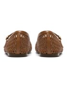 Clarks Пантофки Livia стил Mary Jane със сплетен дизайн Канелено кафяво