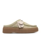 Clarks Сабо от кожа и велур с лого - Бял/Бледозелен