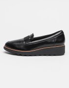 Clarks Скосени кожени мокасини Sharon Pace Черен