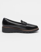 Clarks Скосени кожени мокасини Sharon Pace Черен