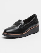 Clarks Скосени кожени мокасини Sharon Pace Черен