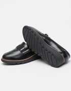 Clarks Скосени кожени мокасини Sharon Pace Черен