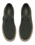 Clarks Текстилни кежуъл мокасини Torhill с велур Тъмнозелен