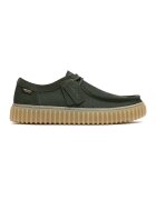 Clarks Текстилни кежуъл мокасини Torhill с велур - Тъмнозелен
