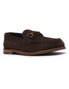 Clarks Велурени мокасини Craft James Коняк кафяв