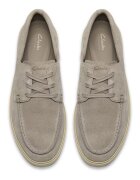 Clarks Велурени мокасини Lockford Сиво-бежов