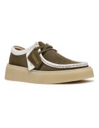 Clarks Велурени мокасини Torview Бял/Маслинено зелено