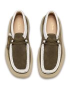 Clarks Велурени мокасини Torview Бял/Маслинено зелено