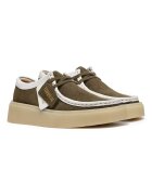 Clarks Велурени мокасини Torview Бял/Маслинено зелено