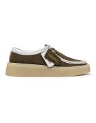 Clarks Велурени мокасини Torview - Бял/Маслинено зелено