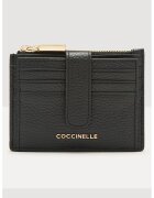 COCCINELLE Кожен калъф за карти с лого - Черен