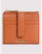 COCCINELLE Кожен калъф за карти с лого - Изгорен портокал