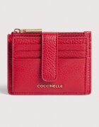 COCCINELLE Кожен калъф за карти с лого Ягодово червено