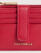 COCCINELLE Кожен калъф за карти с лого Ягодово червено