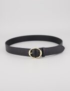 COCCINELLE Кожен колан с овална тока и игла Черен