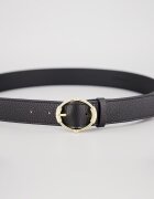 COCCINELLE Кожен колан с овална тока и игла Черен