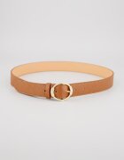 COCCINELLE Кожен колан с овална тока и игла Тъмнокафяв