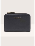 COCCINELLE Кожен портфейл с прегъване и лого - Черен