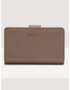COCCINELLE Кожен портфейл с релеф - Сиво-кафяв