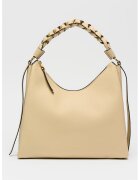 COCCINELLE Кожена чанта Хобо Boheme Grana Double - Светло бежово
