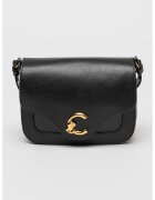 COCCINELLE Кожена чанта през рамо C-Me с капаче - Черен