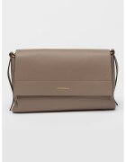 COCCINELLE Кожена чанта за рамо Boheme със сплетена презрамка - Сиво-кафяв