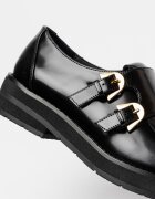 COCCINELLE Кожени мокасини с двойна тока Черен