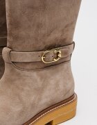COCCINELLE Велурени ботуши с цип Бежов