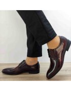 Conhpol Елегантни мъжки обувки 2136-0823 Floral Burgundy - Floral Burgundy