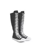 Converse Дълги дамски кецове на карета - текстил - бял/черен