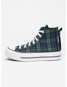 Converse Карирани кецове Chuck Taylor All Star Lift с висок профил - Тъмносин/Тъмнозелен