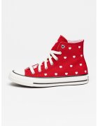 Converse Кецове Chuck Taylor All Star до глезена с шарка на сърца - Тъмночервен/Бледо розово