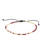CORINA MARDARI 14K/20 Gold Filled Drawstring Bracelet With Garnet Stones - Червен/Златист
