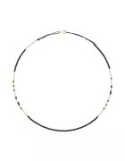 CORINA MARDARI Колие Caviar Black Fusion - по врата - регулируемо - с фасетиран черен шпинел и 14k/20 златни елементи