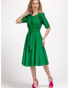 Couture de Marie Разкроена рокля с колан - Зелен