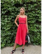 Couture de Marie Разкроена рокля с тънък колан - Корал