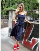 Couture de Marie Разкроена рокля с тънки презрамки - Тъмносин