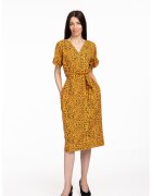 Couture de Marie Рокля Arabella с шпиц и щампа - Черен/Шафраново жълто