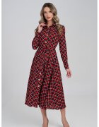 Couture de Marie Рокля с копчета и графика - Бордо/Черен/Корал