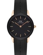 Daniel Wellington Часовник за жени розово злато - черен ремък - кварцов механизъм - неръждаема стомана