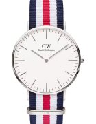 Daniel Wellington Мъжки часовник черен циферблат - неръждаема стомана - текстилна каишка