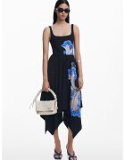 DESIGUAL Асиметрична рокля с квадратно деколте - Черен