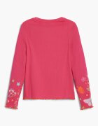 DESIGUAL Блуза с памук с овално деколте Розово