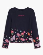 DESIGUAL Блуза с памук с овално деколте Ултрамарин синьо