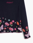DESIGUAL Блуза с памук с овално деколте Ултрамарин синьо