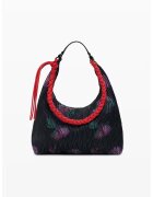 DESIGUAL Чанта за рамо от еко кожа - Черен/Коралово червено/Розово