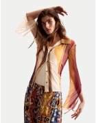 DESIGUAL Дамска риза - бежов - кафяв - оранжев - лека материя - разкроени ръкави - сезонен комплект