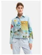 DESIGUAL Дамско дънково яке - памук - светлосиньо - закопчаване с копчета