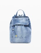 DESIGUAL Дънкова раница с лого Светлосин меланж