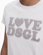 DESIGUAL Десенирана тениска с овално деколте Мръснобял